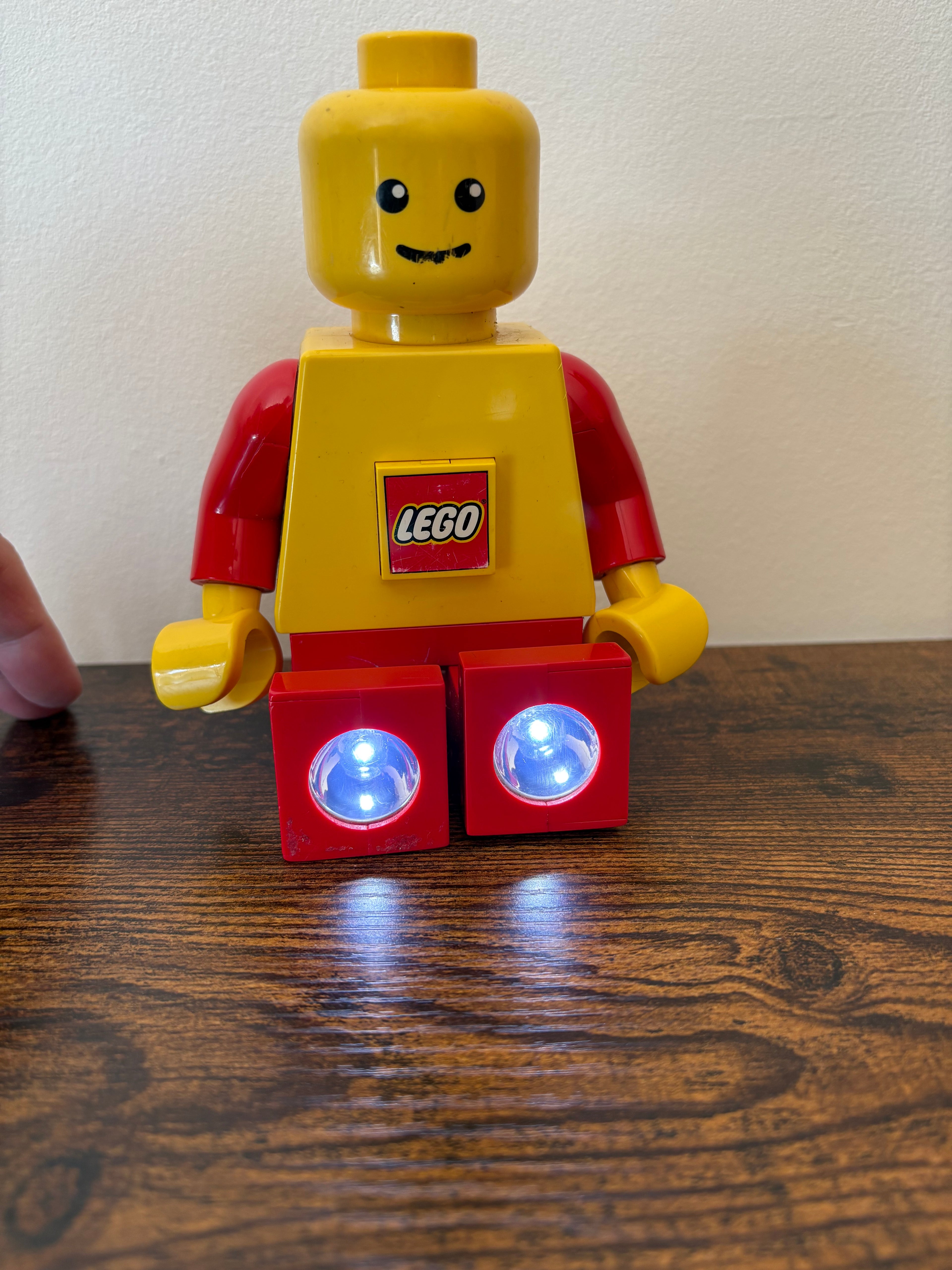 Lego pre-loved Man Flashlight Feet Red Yellow Minifigure Light Standing Working
