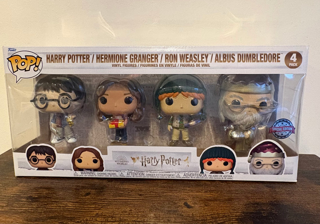 Harry Potter Funko Pop 4-Pack Figure Set featuring Harry, Hermione, Ron & Dumbledore