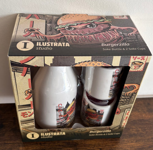 Burgerzilla Saka Bottle & 2 Cups.