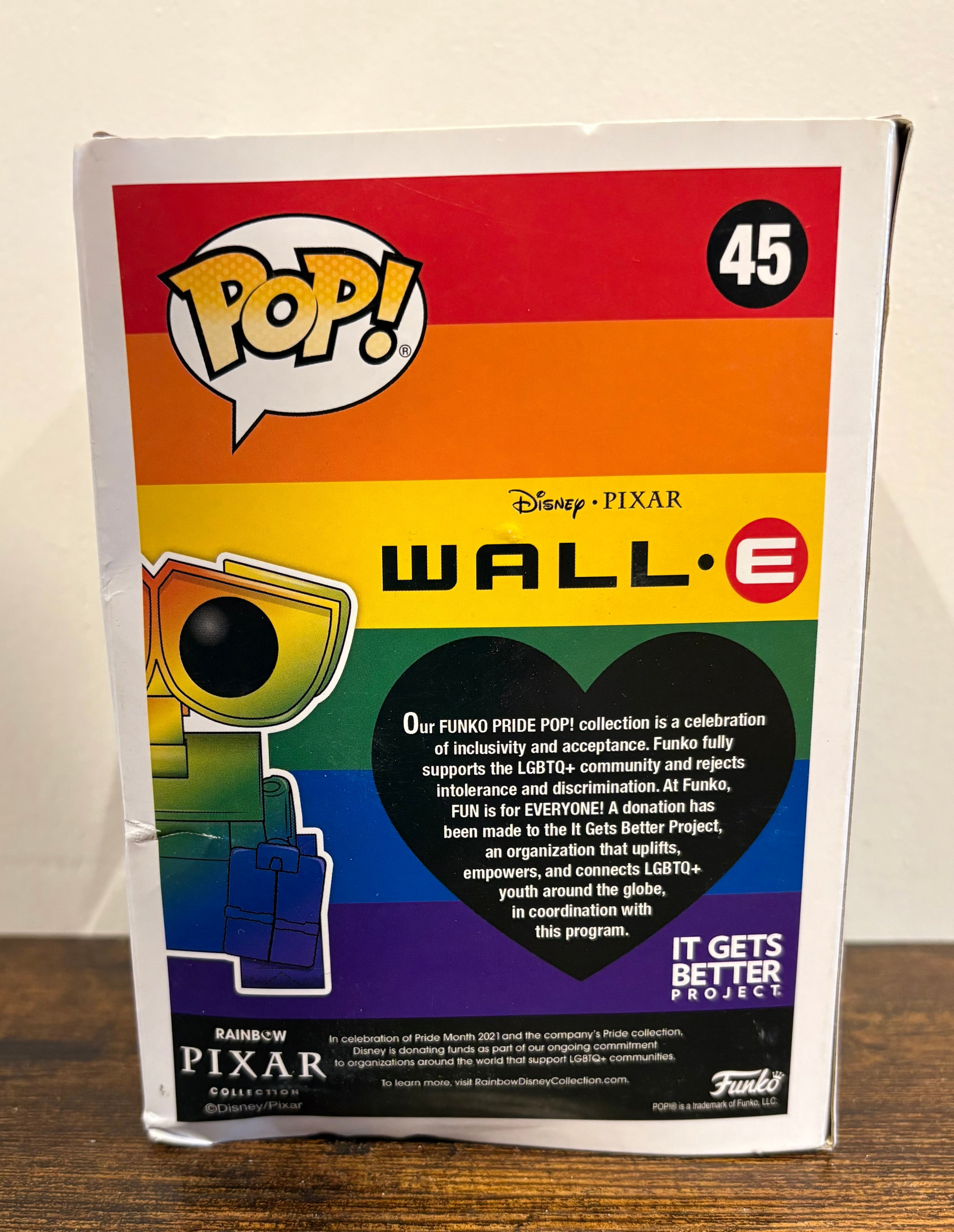 Funko Pop 45 Wall-E Rainbow Pride Disney Pixar Collectible Figure