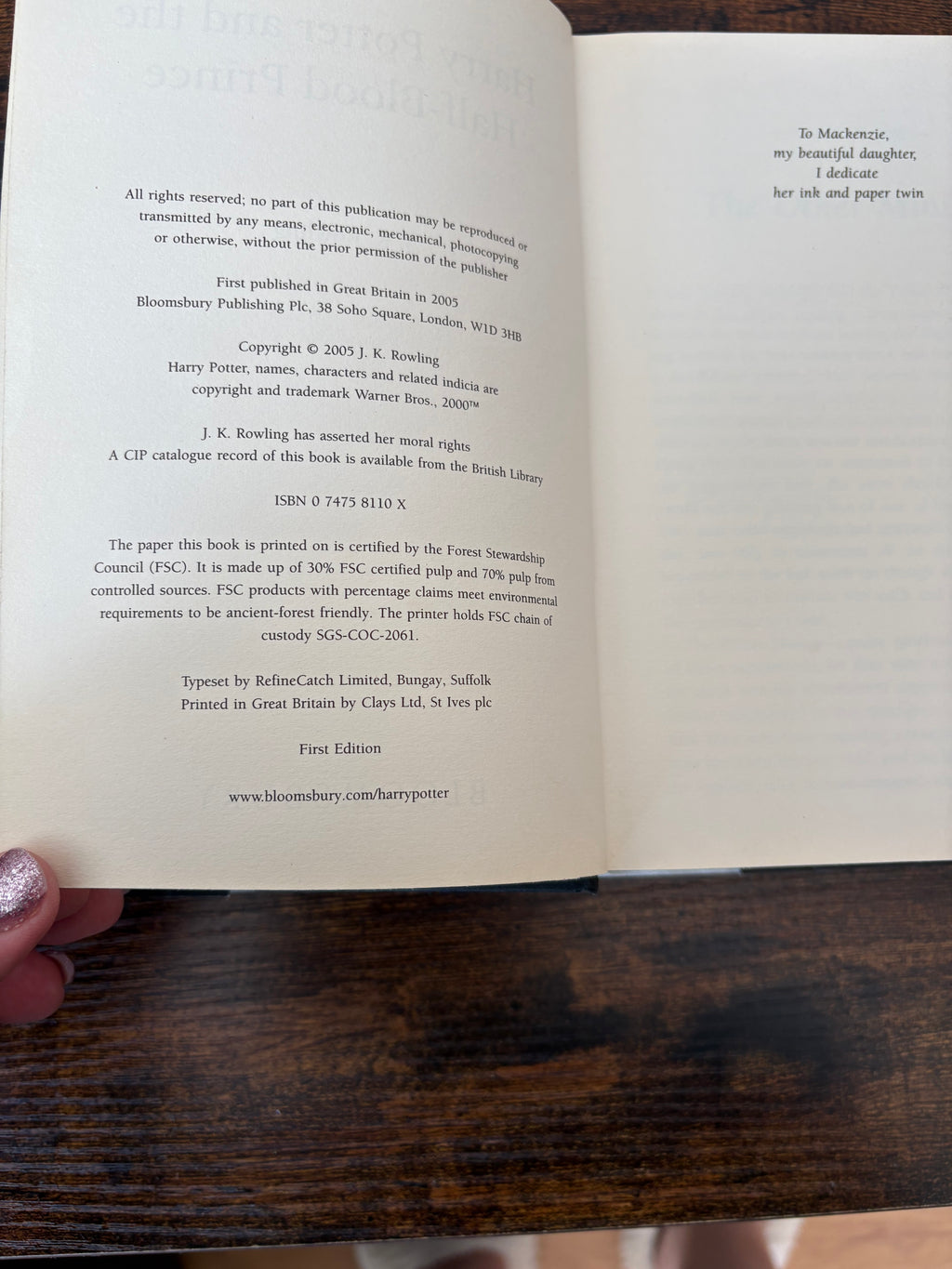 Collectables Harry Potter & the Half-Blood Prince Bloomsbury Adult First Edition /misprint