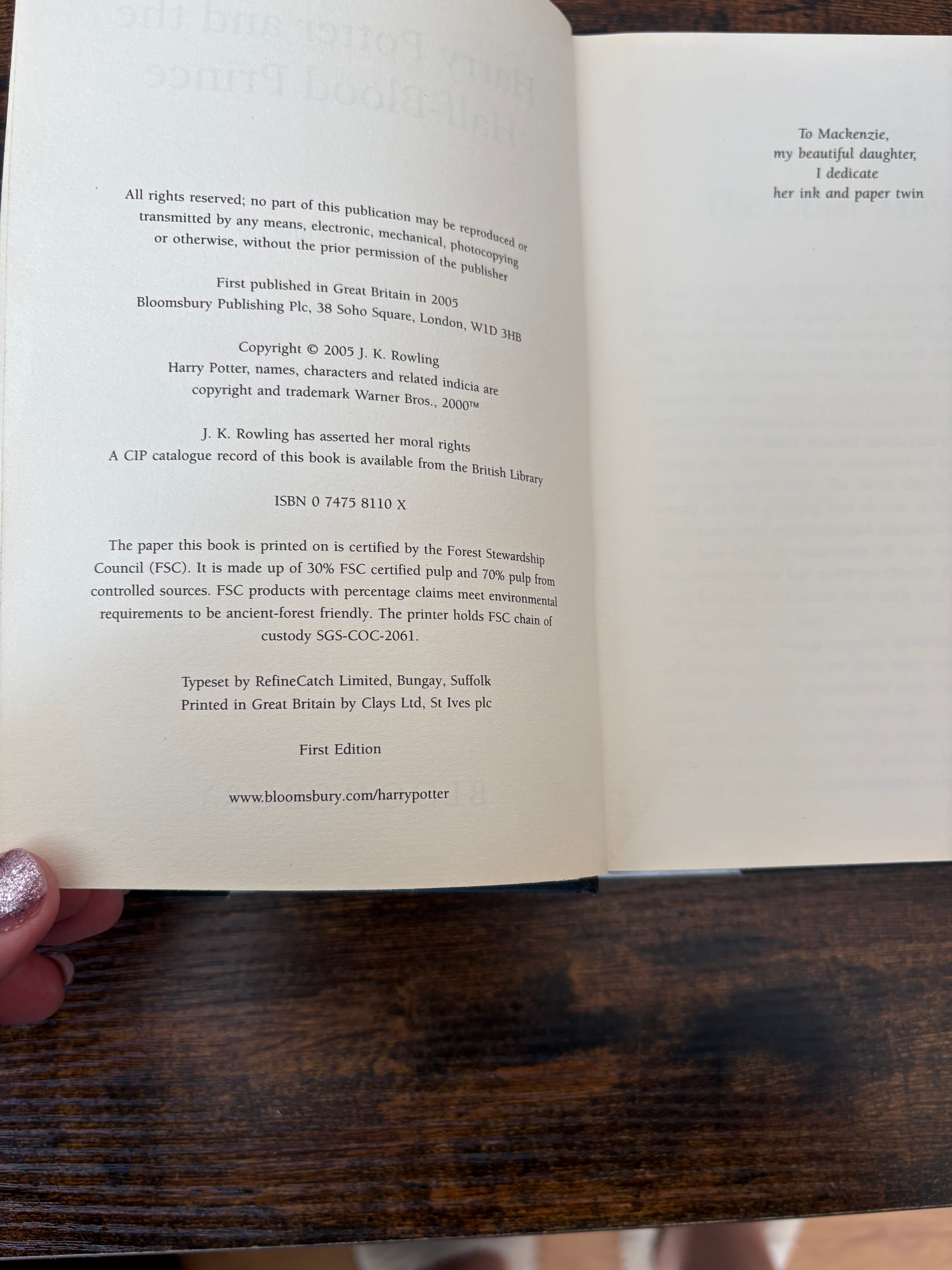 Collectables Harry Potter & the Half-Blood Prince Bloomsbury Adult First Edition /misprint