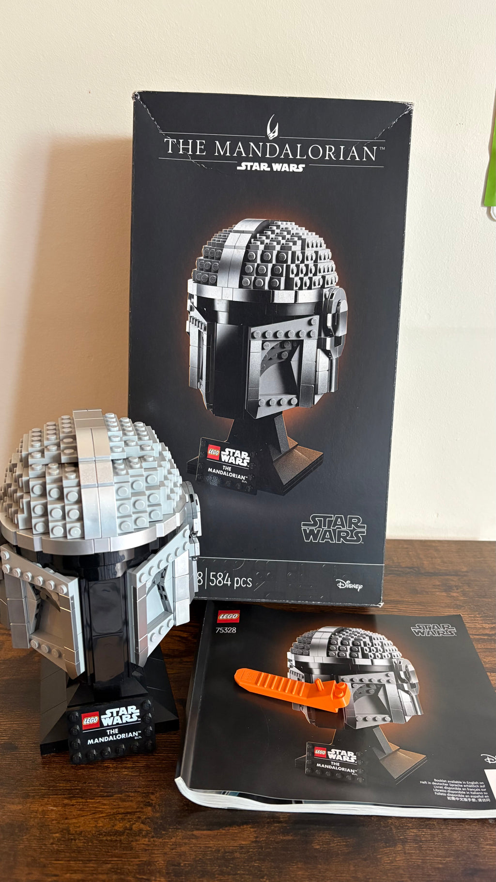 LEGO Star Wars the Mandalorian Helmet 75328 100% Box & Instructions