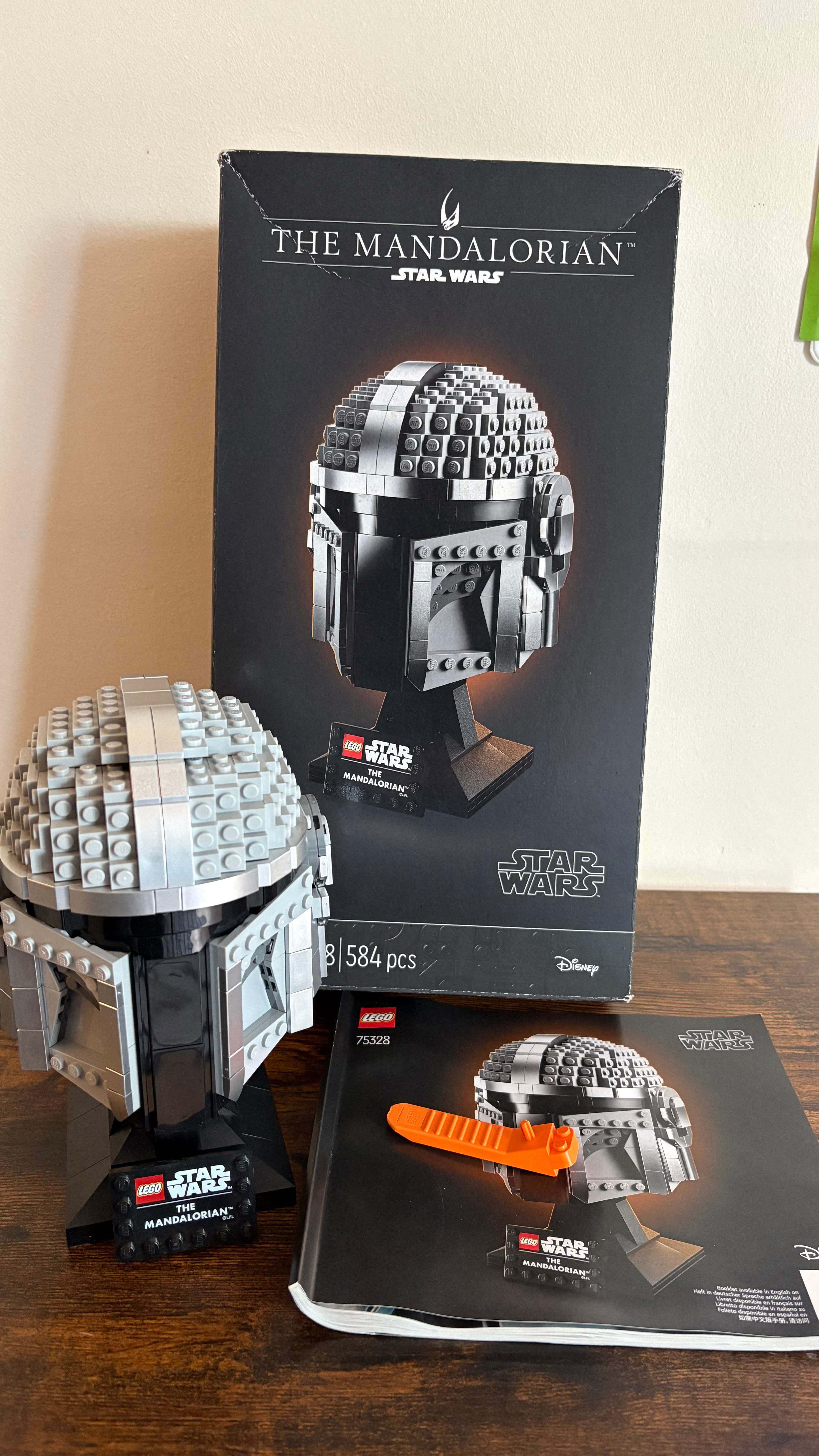 LEGO Star Wars the Mandalorian Helmet 75328 100% Box & Instructions