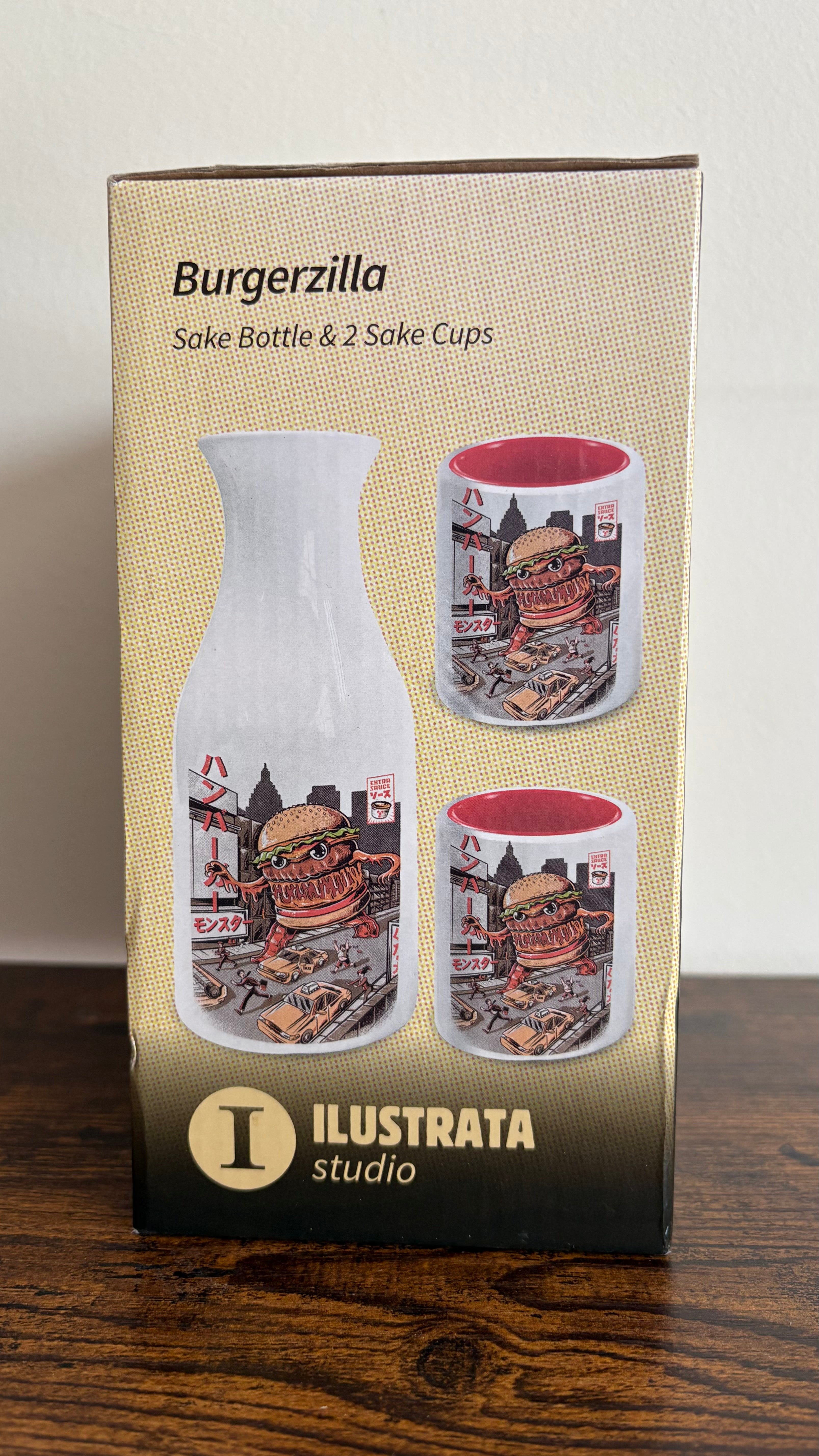 Burgerzilla Saka Bottle & 2 Cups.
