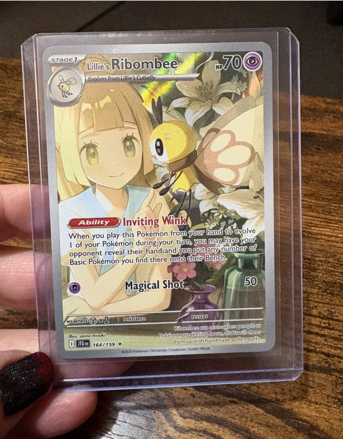 Pokemon TCG Journey Together Lillie's Ribombee Art Rare Card 164/159 NM