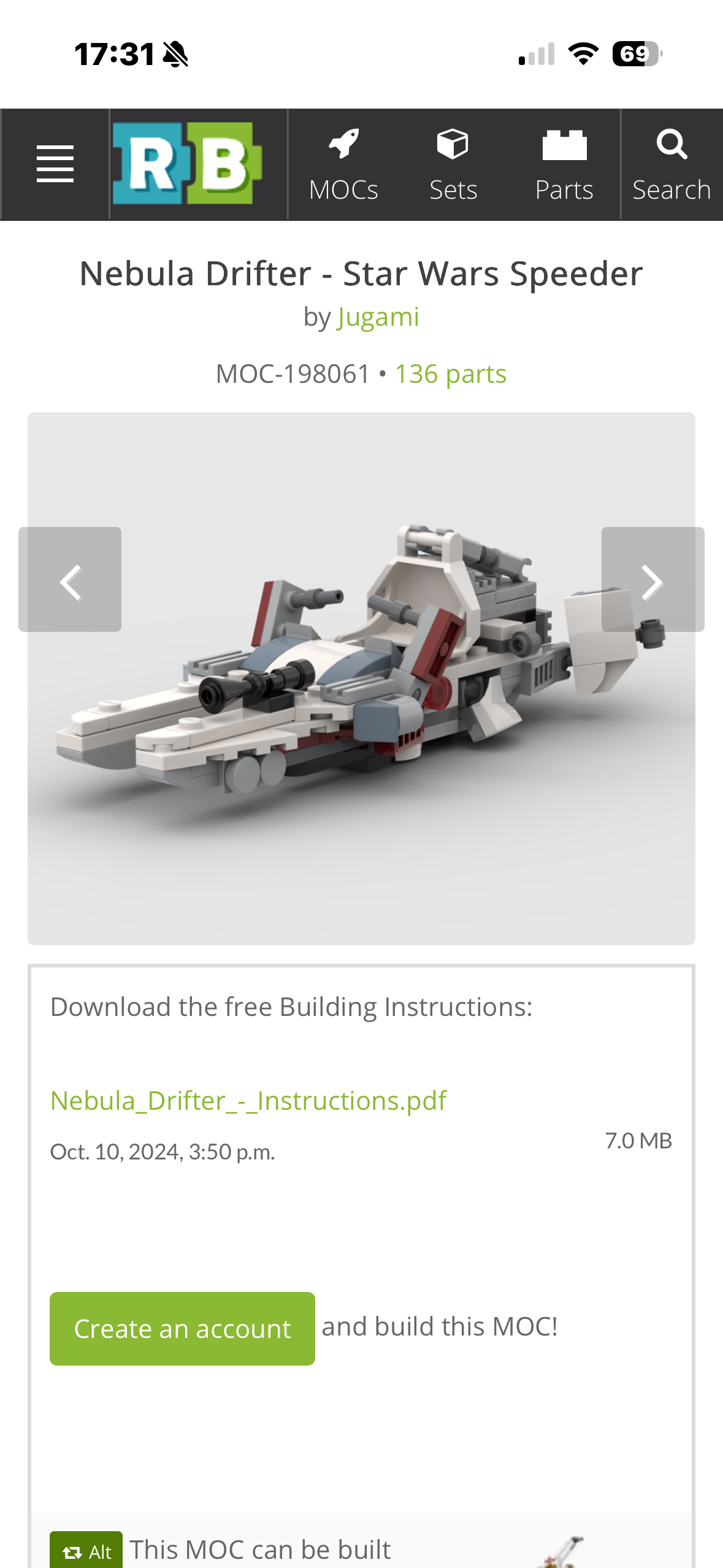 LEGO Star Wars MOC – Speeder Nebula Drifter (75366 Compatible)