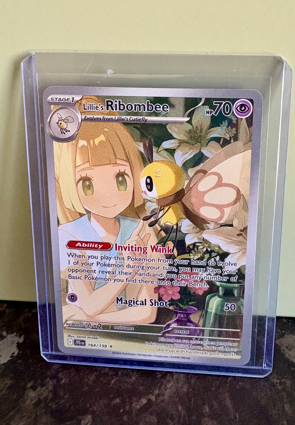 Pokemon TCG Journey Together Lillie's Ribombee Art Rare Card 164/159 NM